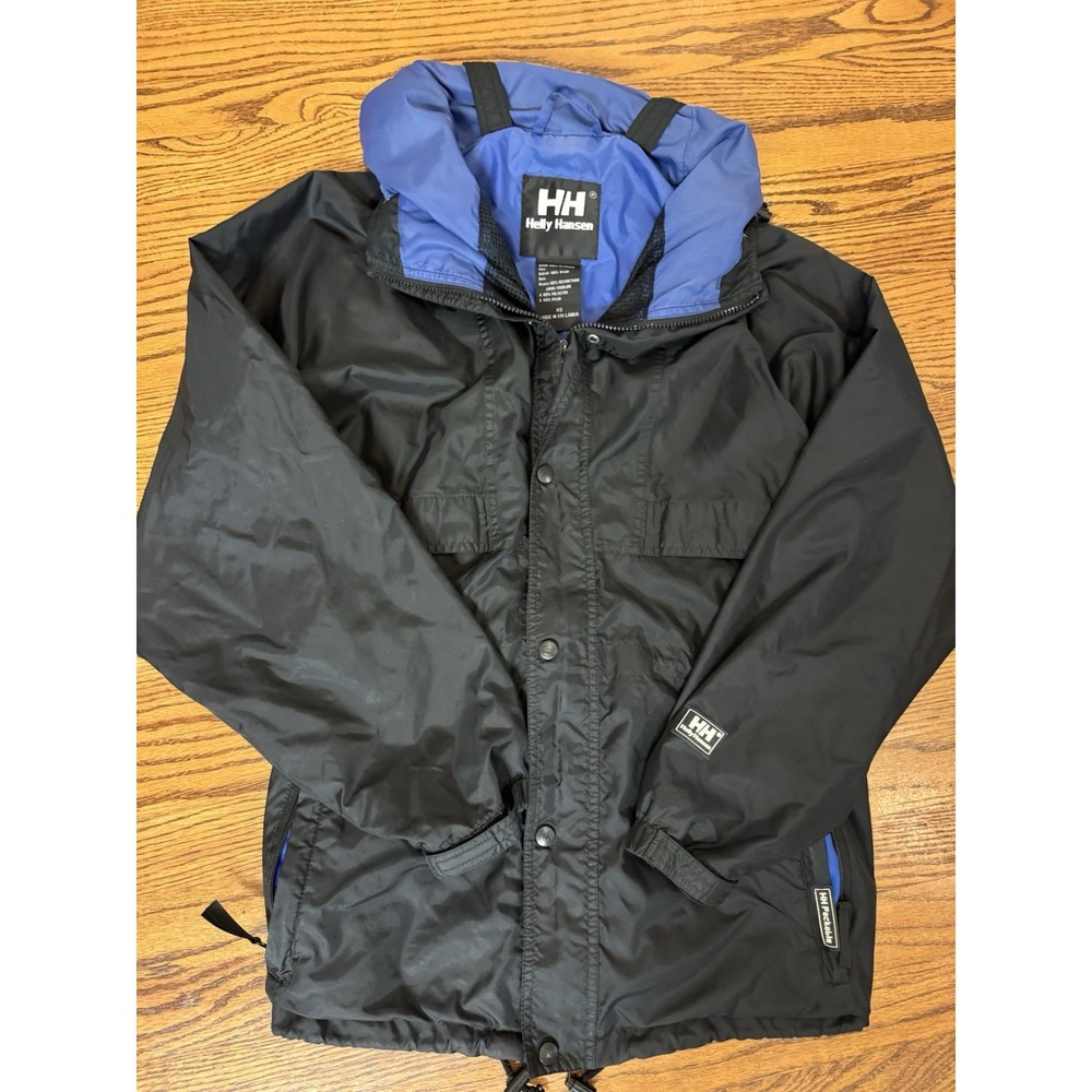 Vintage Helly Hansen Men's Wind Breaker Rain Jacket Black, Size XS
